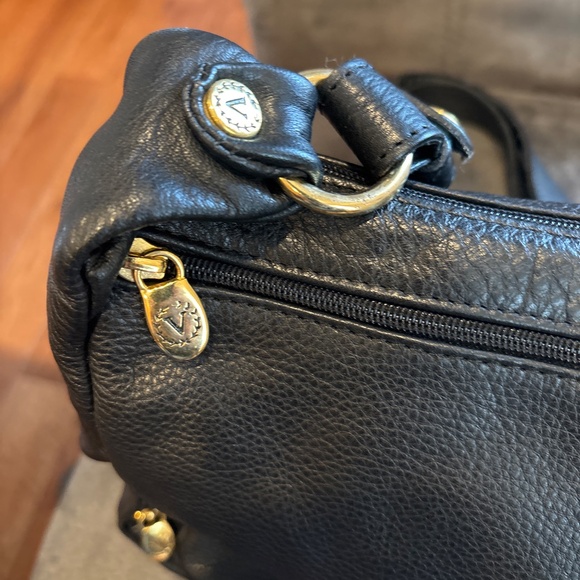 Valentina Black Pebbled Leather Made In Italy Shoulder Handbag - Picture 6 of 10